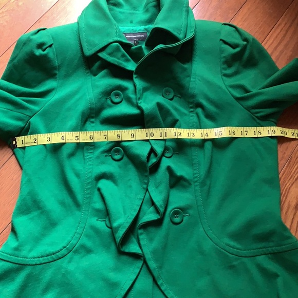 INC International Concepts Green ruffle button down & zipper jacket size Large - Picture 11 of 14